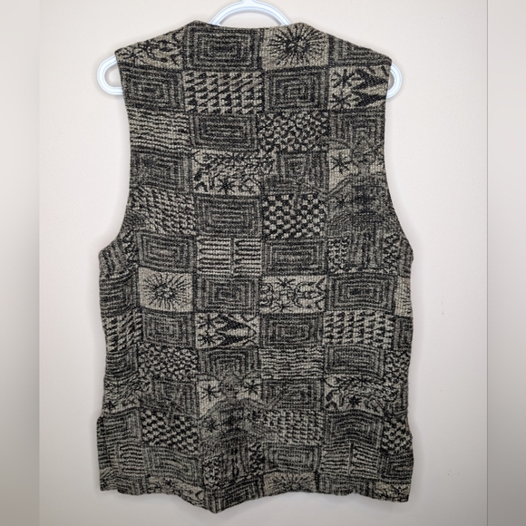 Vintage Eric Alexandre Black and Cream Knit Patterned Vest Size 40 Large Womens - Picture 3 of 11
